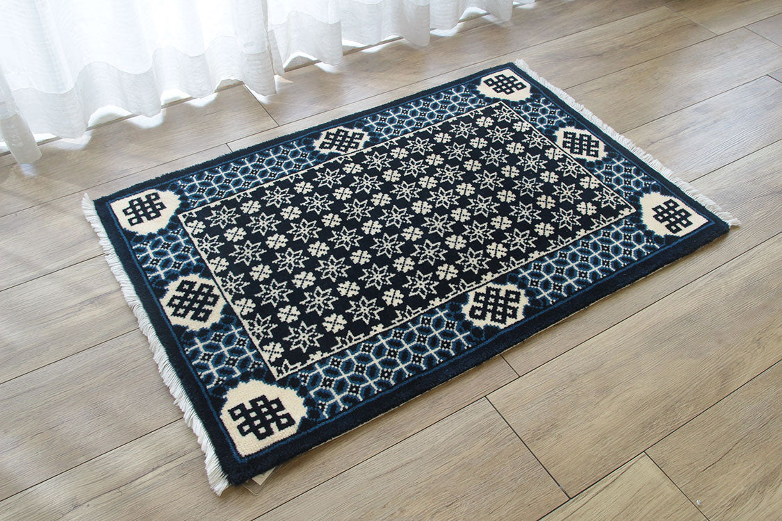 甘粛緞通 高級手織りウール緞通 #YASL230 BL 61×91cm