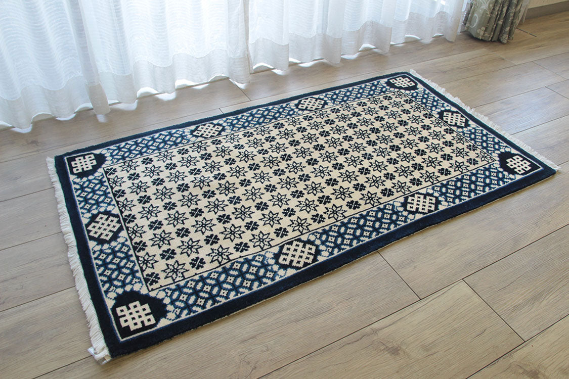 甘粛緞通 高級手織りウール緞通 #YASL230 BE 69×122cm