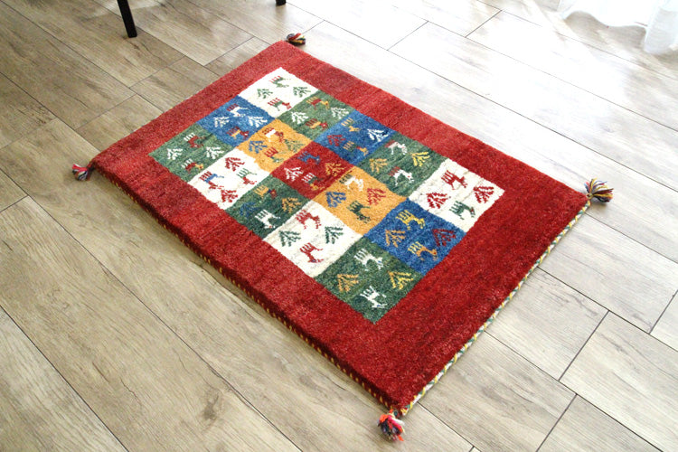ペルシャ ギャッペ  #9912 チェス ボーダー 90×61cm