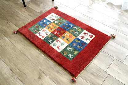 ペルシャ ギャッペ  #9912 チェス ボーダー 90×61cm