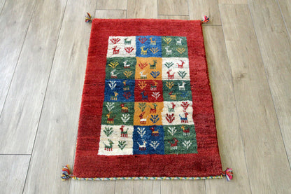 ペルシャ ギャッペ  #9912 チェス ボーダー 90×61cm
