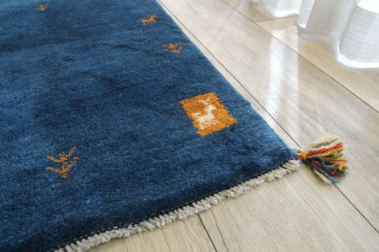 ペルシャ ギャッペ  #10350 山羊と生命の樹 57×87cm　ブルー