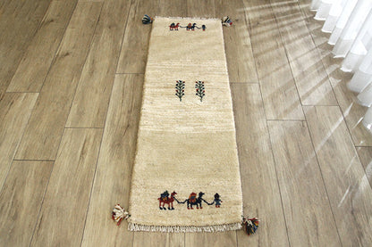 ペルシャ ギャッペ ランナー #25053 砂漠にラクダ 生命の樹 122×40cm