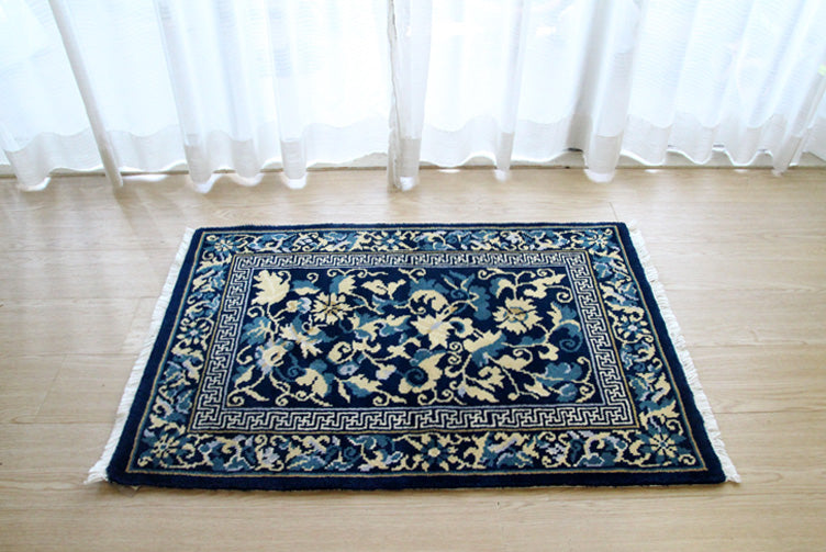 甘粛緞通　高級手織りウール緞通 ＃YASL868 BL  64×91cm