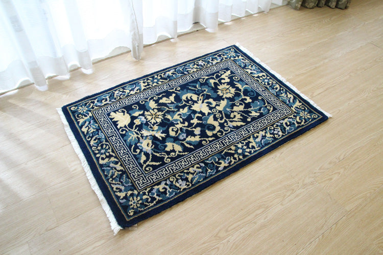 甘粛緞通　高級手織りウール緞通 ＃YASL868 BL  64×91cm