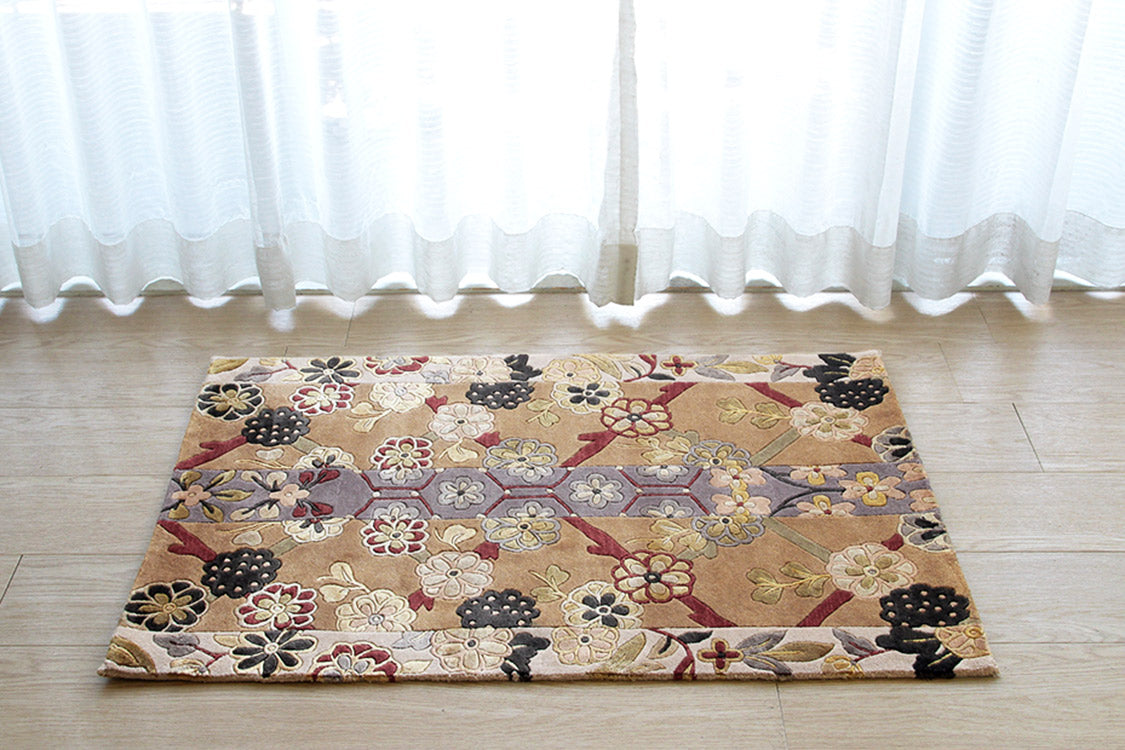 ウール＆シルク緞通 150Line Premium　＃QHM21　61×91cm　正面