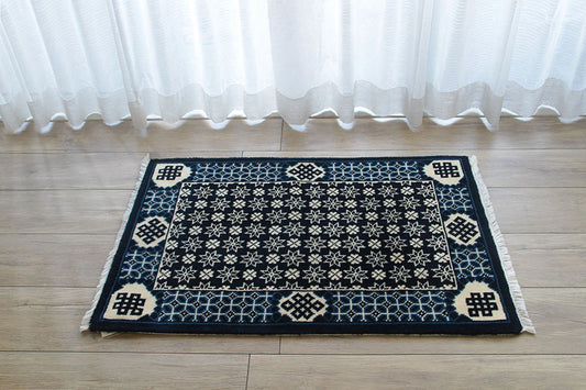 甘粛緞通　高級手織りウール緞通 ＃YASL230 BL  61×91cm  正面