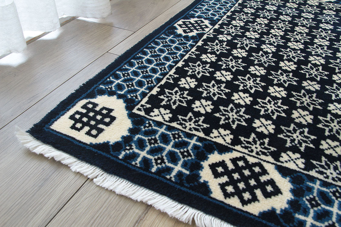 甘粛緞通　高級手織りウール緞通 ＃YASL230 BL  61×91cm
