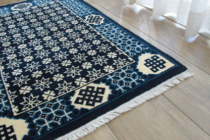 甘粛緞通　高級手織りウール緞通 ＃YASL230 BL  61×91cm