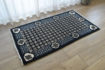 甘粛緞通　高級手織りウール緞通 ＃YASL230 BL  69×122cm
