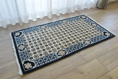 甘粛緞通　高級手織りウール緞通 ＃YASL230 BE  69×122cm