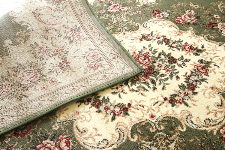 カルパチア carpathia　ウイルトン織りラグ　グリーン　裏面