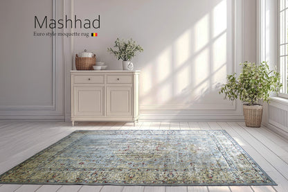 マシュハド Mashhad ベルギー製 モケット織りラグ　グレー　リビングルーム