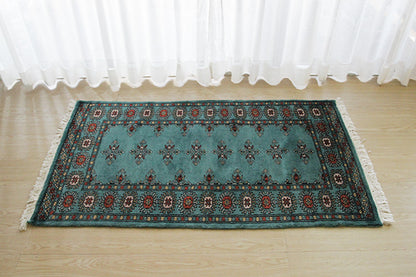パキスタン段通玄関マット P69-5430 72×128cm　バタフライ柄