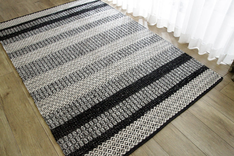展示品処分！ウール混 スタイリッシュラグ グレー 140×200cm