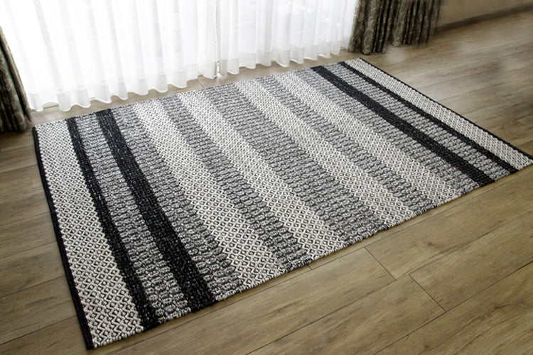 展示品処分！ウール混 スタイリッシュラグ グレー 140×200cm