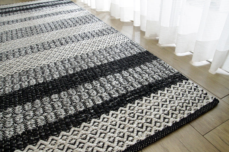 展示品処分！ウール混 スタイリッシュラグ グレー 140×200cm