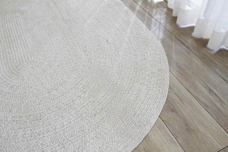 ヘリンボンテイスト コットンラグ　130×180cm楕円形