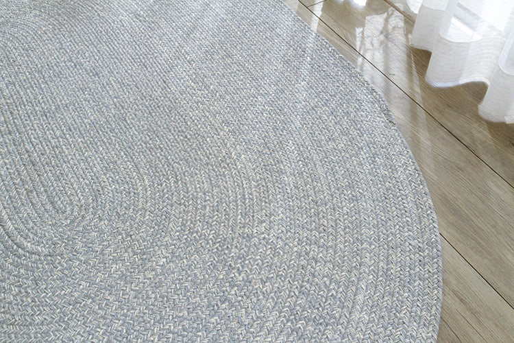 ヘリンボンテイスト コットンラグ　130×180cm楕円形