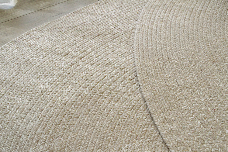 ヘリンボンテイスト コットンラグ　130×180cm楕円形