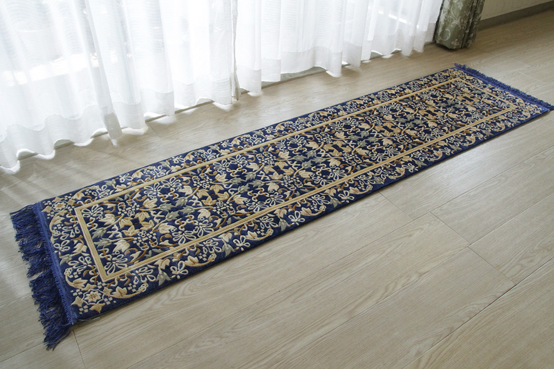 シルク緞通玄関マット 120Line Premium CLZ6798B 46×183cm