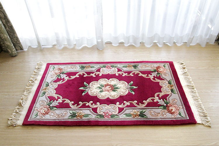 天津緞通  上質のウールを使用した手織り絨毯 ＃315  69×122cm ワインレッド