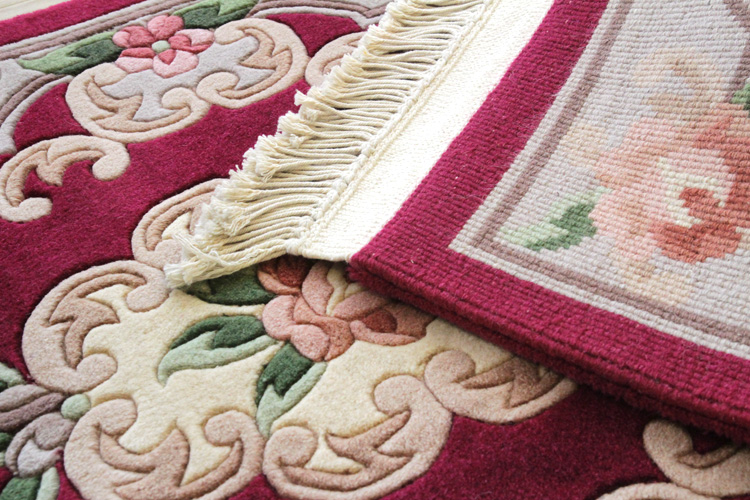 天津緞通  上質のウールを使用した手織り絨毯 ＃315  69×122cm ワインレッド