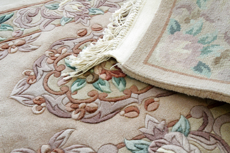 天津緞通  上質のウールを使用した手織り絨毯 ＃315  69×122cm ベージュ