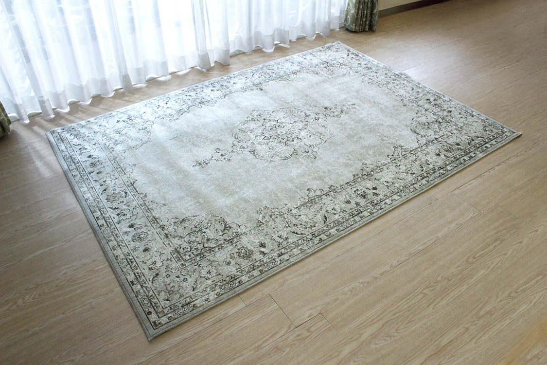 リオン Lyon ベルギー製 モケット織りラグ　グレー