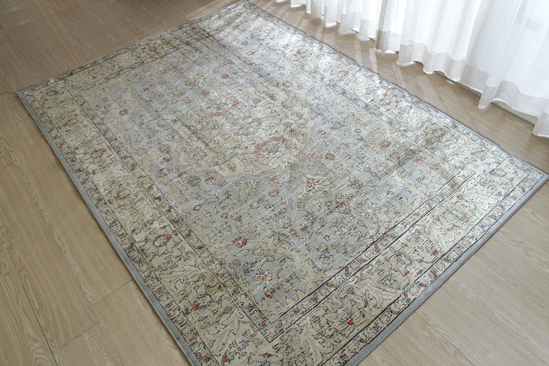 マシュハド Mashhad ベルギー製 モケット織りラグ　グレー