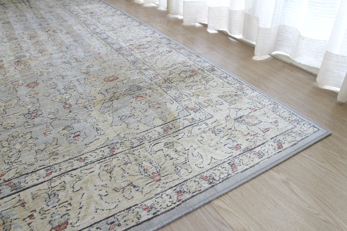 マシュハド Mashhad ベルギー製 モケット織りラグ　グレー