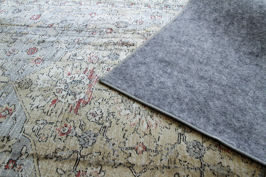 マシュハド Mashhad ベルギー製 モケット織りラグ　グレー