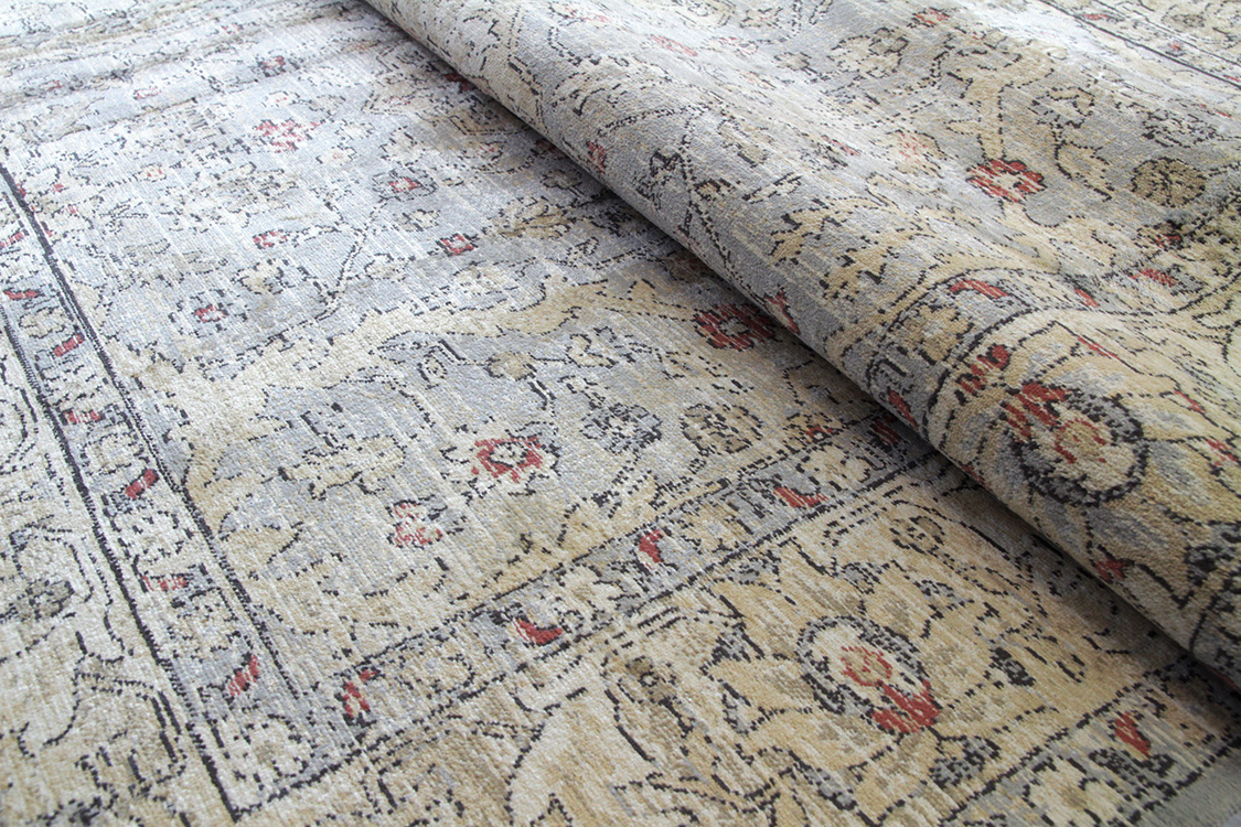 マシュハド Mashhad ベルギー製 モケット織りラグ　グレー