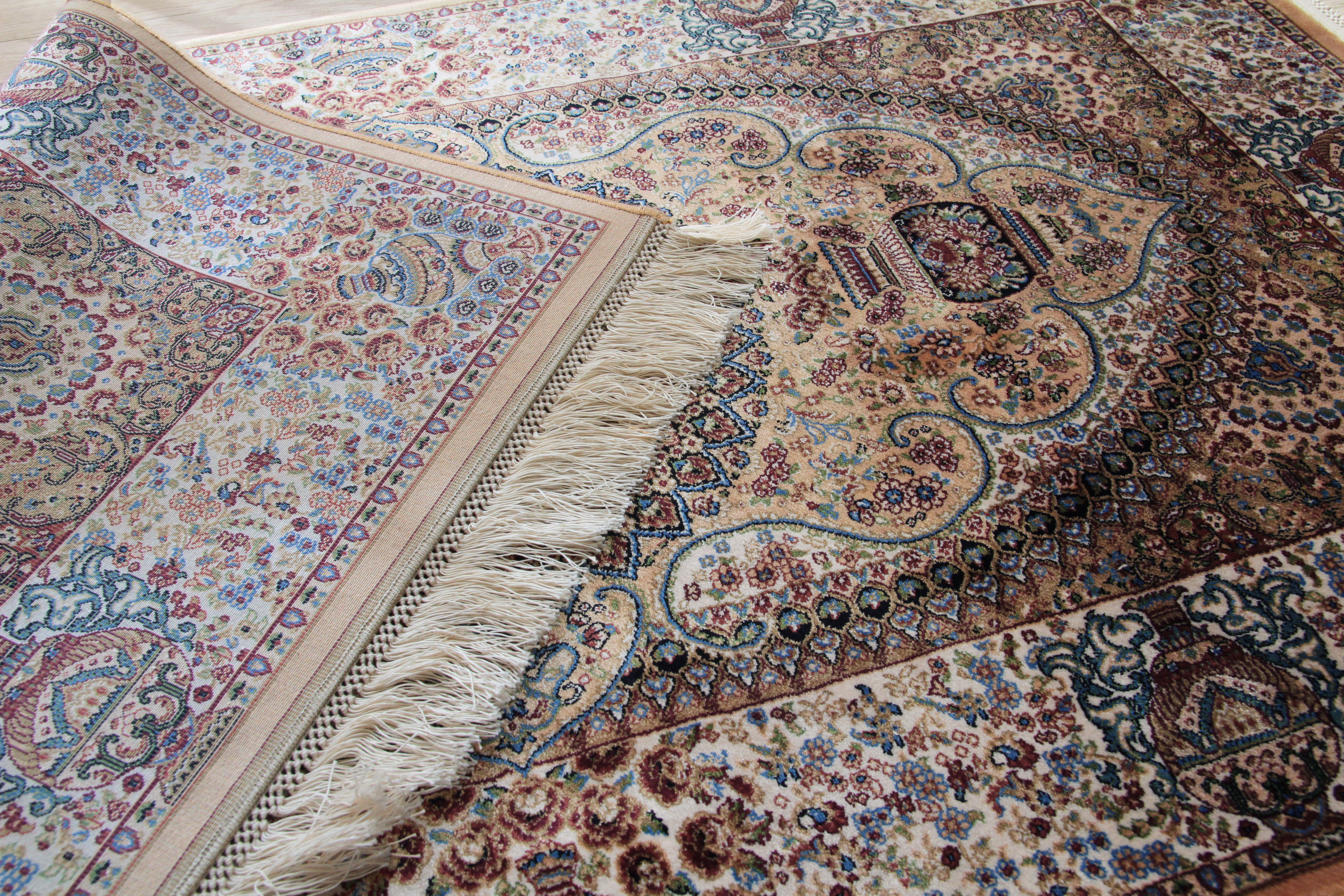 プレミアムアート 機械織りペルシャ絨毯 モダールシルク玄関マット Premium Line SMD-02097 ベージュ