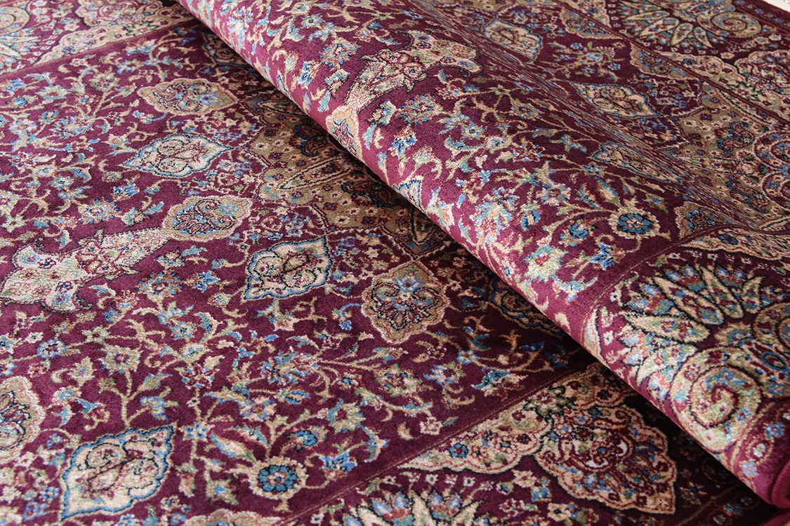 プレミアムアート 機械織りペルシャ絨毯 モダールシルク玄関マット Premium Line SMD-02097 レッド